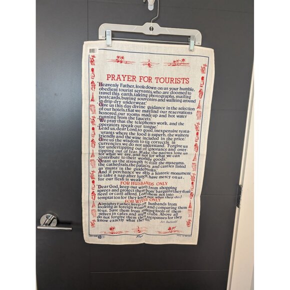 Vintage Fingal Irish Linen Souvenir Tea Towel Prayer for Tourists - Art Buchwald - Picture 2 of 6